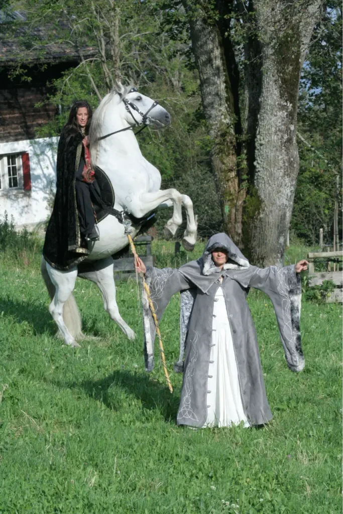 La gardeuse des animaux et un destrier
