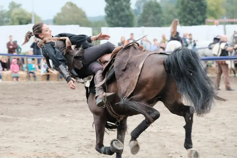 Acrobatie d'un cavalier