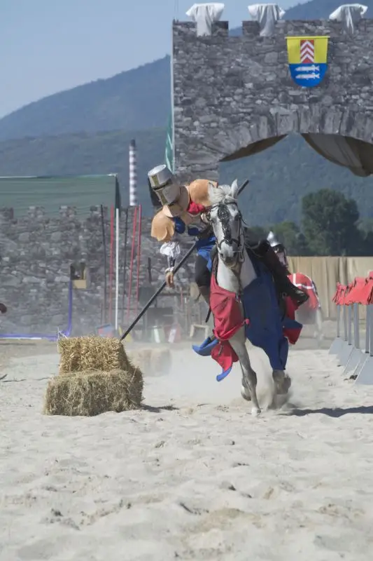 Chevalier au galop avec un lance - planté, réussi !