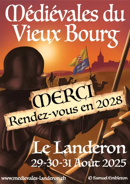 Affiche avec remerciements et rendez-vous en 2028